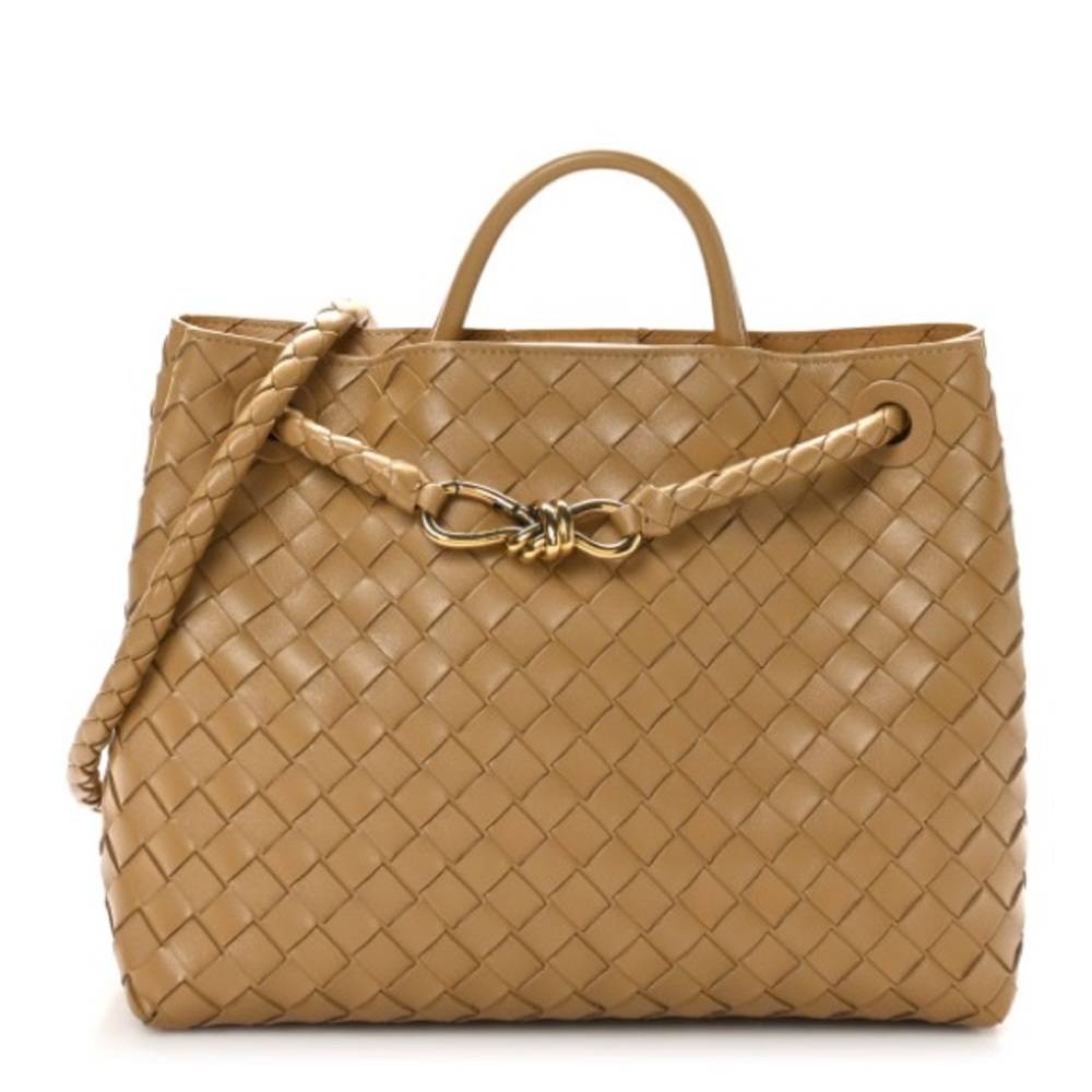 BOTTEGA VENETA 
Nappa Intrecciato Medium Andiamo Shoulder Bag Dark Praline